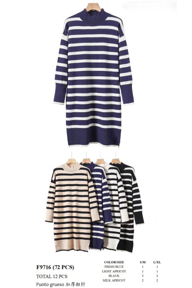 VESTIDO DE PUNTO A RAYAS DBT-F9716