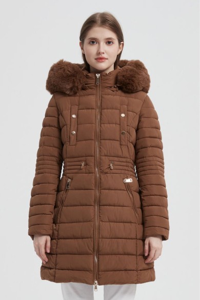 ABRIGO ACOLCHADO CON CUELLO DE PELO SINTETICO 3COLORES OBRF2009