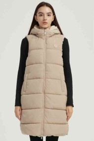 CHALECO ACOLCHADO LARGO FORRADO CON CAPUCHA 2COLORES OBRF2092