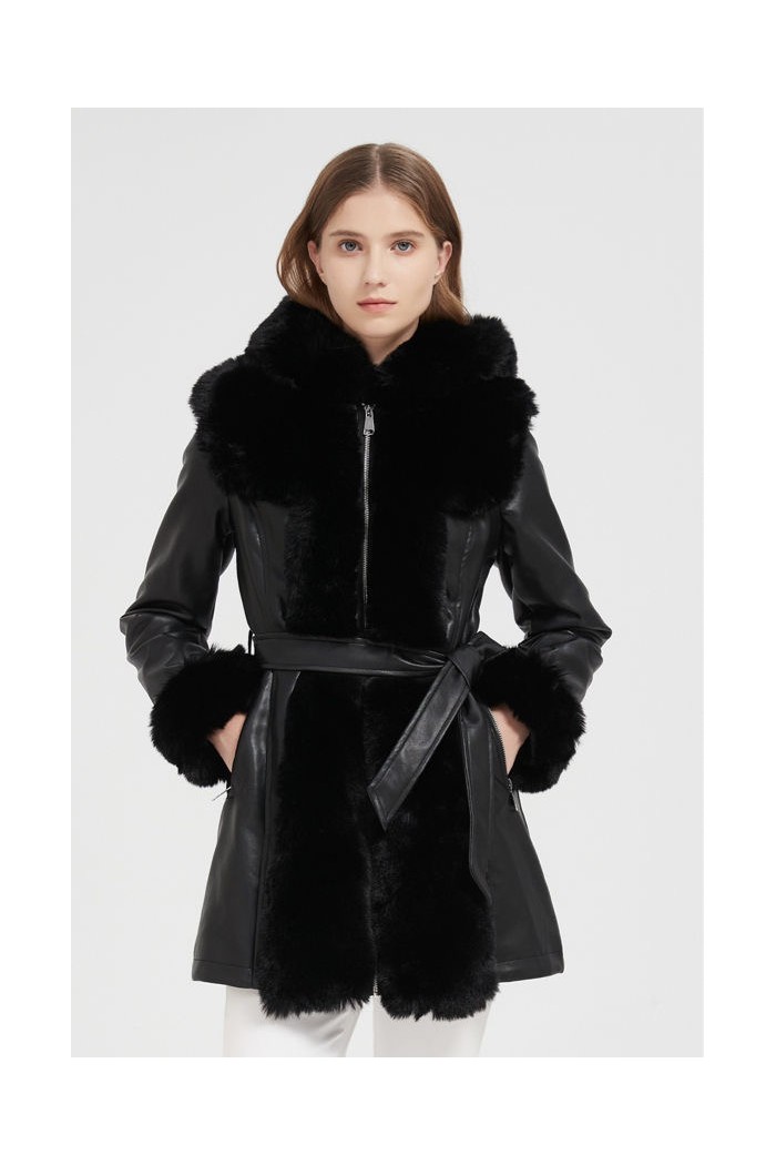 ABRIGO CON PELO SINTÉTICO Y CINTURÓN 2COLORES OBRF2089