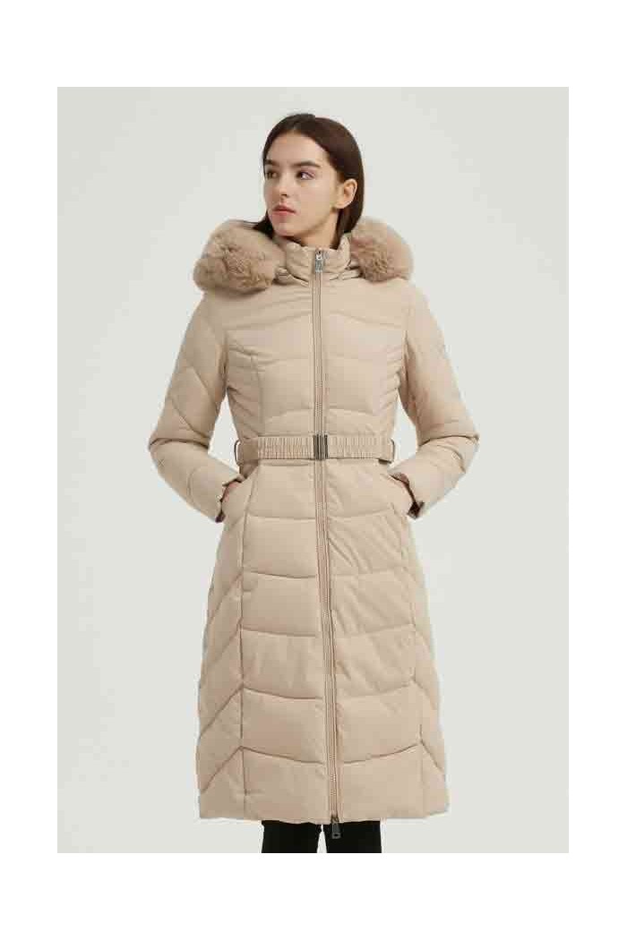 ABRIGO ACOLCHADO CON PELO SINTÉTICO Y CINTURÓN 2COLORES OBRF2085