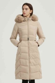 ABRIGO ACOLCHADO CON PELO SINTÉTICO Y CINTURÓN 2COLORES OBRF2085