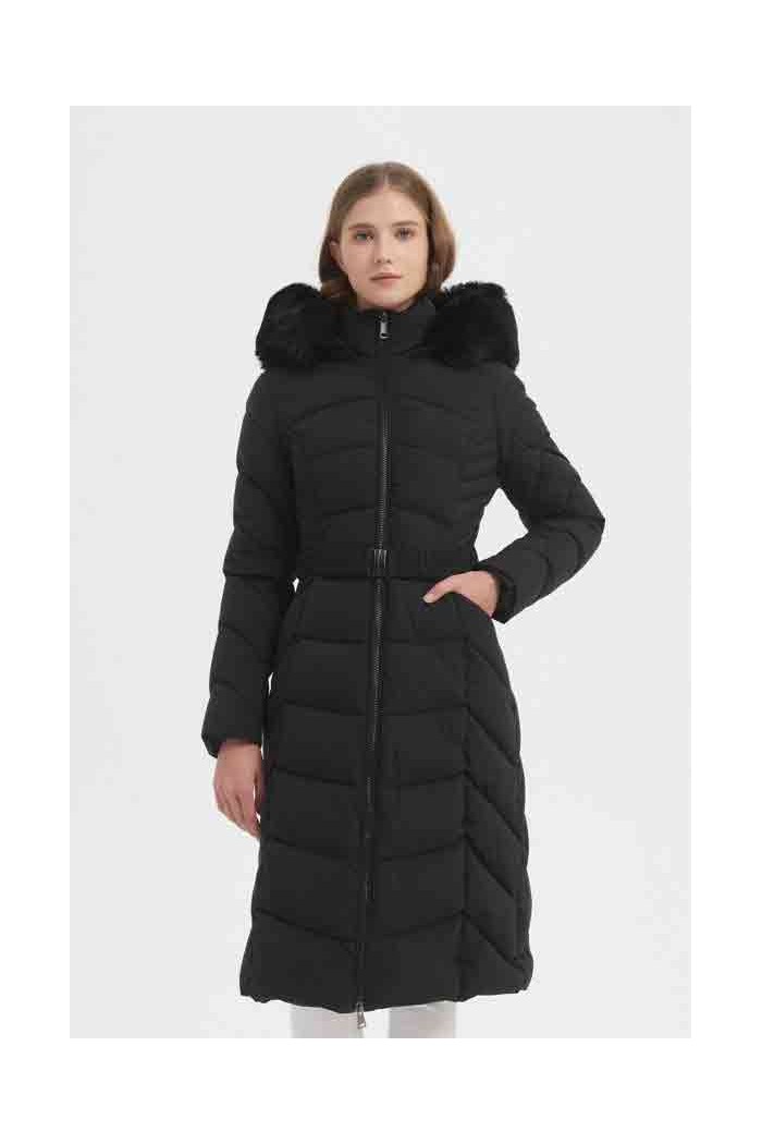 ABRIGO ACOLCHADO CON PELO SINTÉTICO Y CINTURÓN 2COLORES OBRF2085