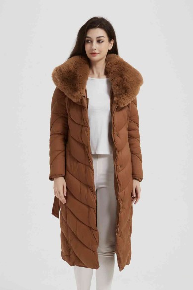 ABRIGO ACOLCHADO LARGO CON CUELLO DE PELO SINTÉTICO 4COLORES OBRF2018