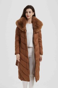 ABRIGO ACOLCHADO LARGO CON CUELLO DE PELO SINTÉTICO 4COLORES OBRF2018