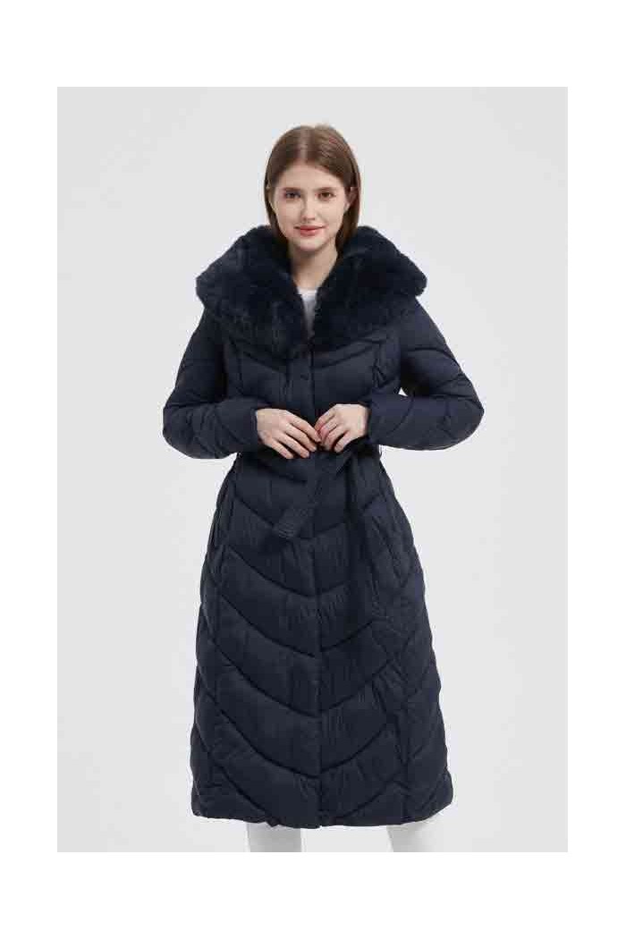 ABRIGO ACOLCHADO LARGO CON CUELLO DE PELO SINTÉTICO 4COLORES OBRF2018