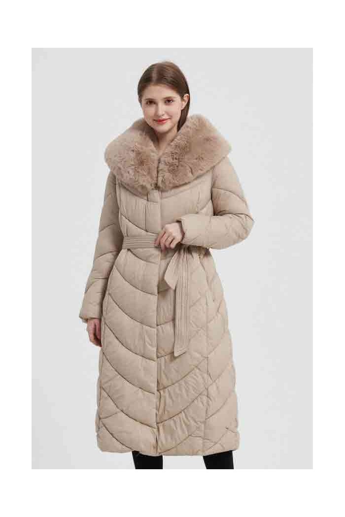 ABRIGO ACOLCHADO LARGO CON CUELLO DE PELO SINTÉTICO 4COLORES OBRF2018