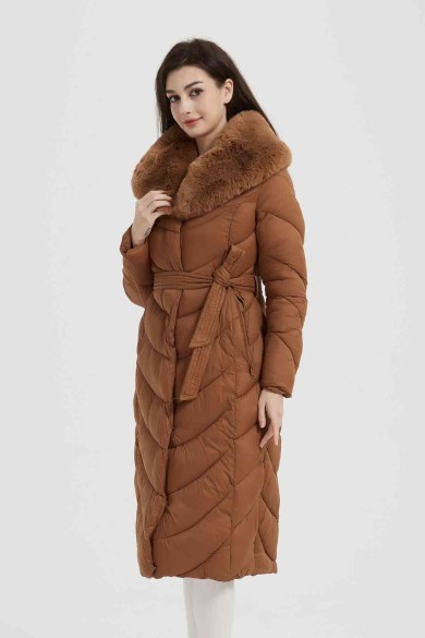 ABRIGO ACOLCHADO LARGO CON CUELLO DE PELO SINTÉTICO 4COLORES OBRF2018