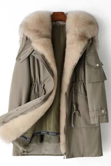 PARKA CON CUELLO DE PELO DE ZORRO PC-LLL5906