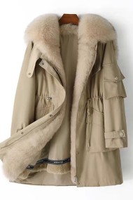 PARKA CON CUELLO DE PELO DE ZORRO PC-LLL5906