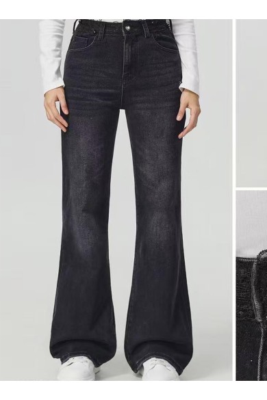 JEANS ACAMPANADOS DE TIRO ALTO CON DETALLE DE ENCAJE FBML250