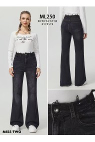 JEANS ACAMPANADOS DE TIRO ALTO CON DETALLE DE ENCAJE FBML250