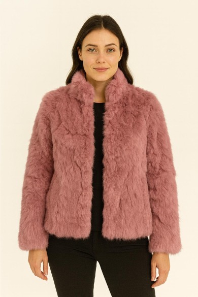 CHAQUETA PELO DE CONEJO ROSA PALO PC-LLL5566-08