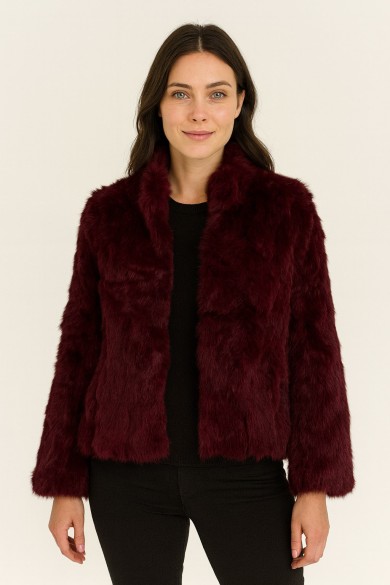 CHAQUETA PELO DE CONEJO GRANATE PC-LLL5566-04