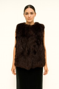 CHALECO PELO DE CONEJO MARRON PC-LLL5751-09