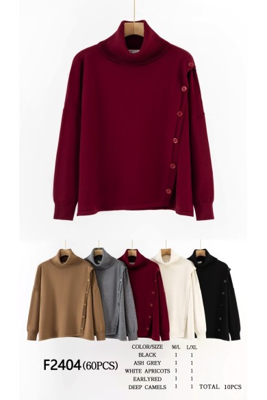 JERSEY CUELLO ALTO CON BOTONES LATERALES DBT-F2404