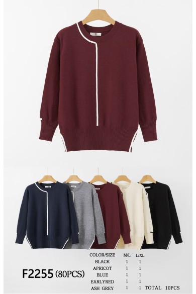 JERSEY BÁSICO CON COSTURA DECORATIVA EN CONTRASTE DBT-F2255