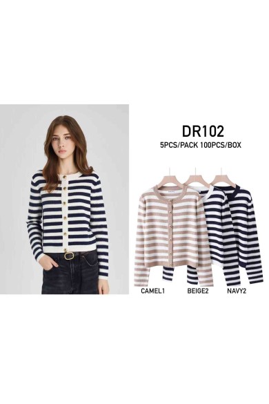 CHAQUETA DE PUNTO RAYAS MARINERAS BOTONES DORADOS JERSEY DR102