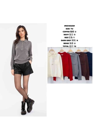 JERSEY TIPO POLO CON BOTONES PERLADOS VARIOS COLORES JY-IMG1420