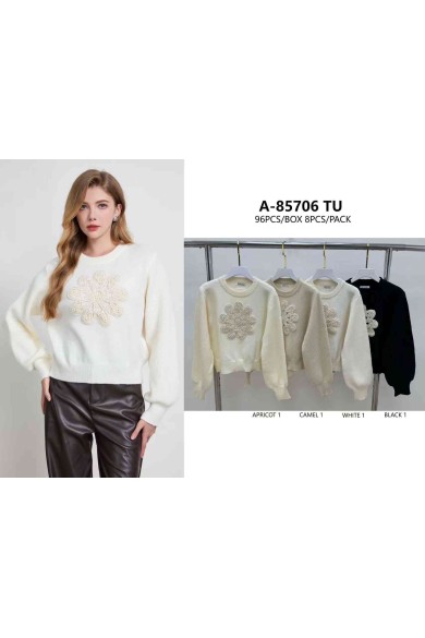 JERSEY BÁSICO CON FLOR BORDADA DELANTERA VARIOS COLORES JY-A85706