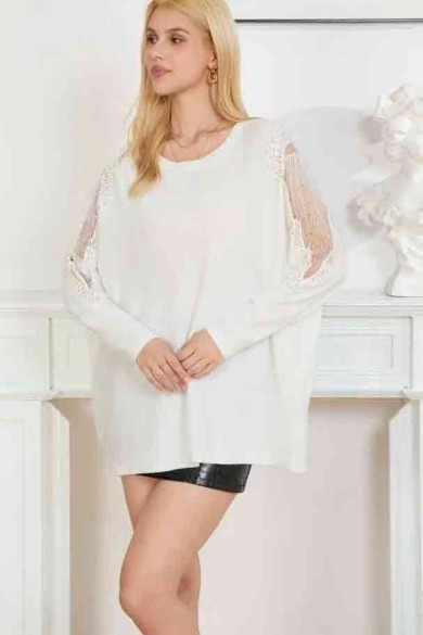 JERSEY TALLA GRANDE CON ENCAJE EN MANGAS VARIOS COLORES JY-G6757