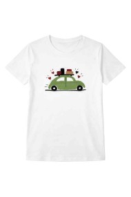 CAMISETA ESTAMPADA AUTO VERDE VIAJE ILUSTRACIÓN GRÁFICA TY-K1731