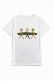 CAMISETA BLANCA DIBUJO MUJERES SURFERAS FLORES ESTILO ILUSTRACIÓN TY-K1757