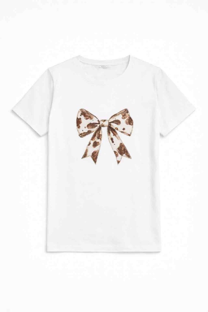 CAMISETA BLANCA LAZO ANIMAL PRINT TERCIOPELO TY-K1720