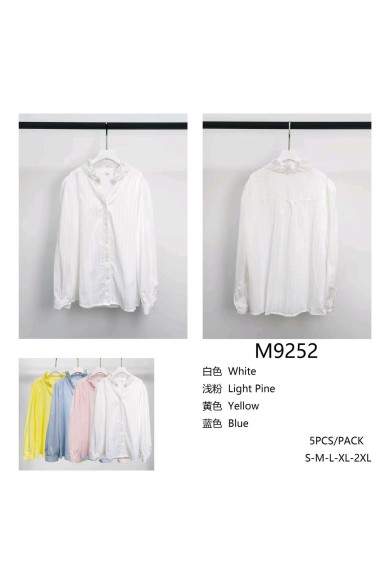 BLUSA CUELLO VOLANTES EFECTO JACQUARD MANGA LARGA VARIOS COLORES TY-M9252