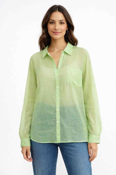 CAMISA LIGERA EFECTO SEMITRANSPARENTE MANGA LARGA VARIOS COLORES TY-M9261