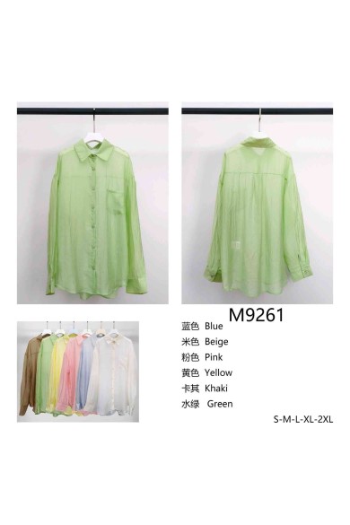 CAMISA LIGERA EFECTO SEMITRANSPARENTE MANGA LARGA VARIOS COLORES TY-M9261