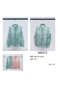 CAMISA SEMITRANSPARENTE BORDADA HOJAS MANGA LARGA TY-M9273