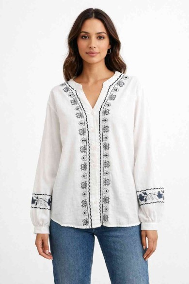 BLUSA BORDADA ESTILO BOHO MANGA LARGA TY-M9271