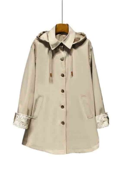 GABARDINA CON CAPUCHA Y ENCAJE MANGA LARGA TY-Z68019