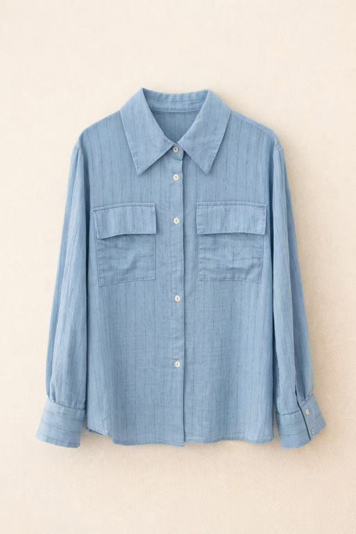 CONJUNTO CAMISA Y SHORT AZUL LINO ESTILO CASUAL FBZMA1638AB