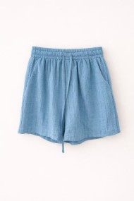 CONJUNTO CAMISA Y SHORT AZUL LINO ESTILO CASUAL FBZMA1638AB