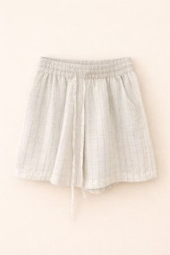 CONJUNTO CAMISA Y SHORT BEIGE CLARO LINO ESTILO CASUAL FBZMA1636AB