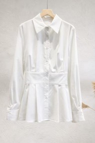 CAMISA BLANCA CON CINTURÓN DOBLE HEBILLA AJUSTABLE FBZMA1657