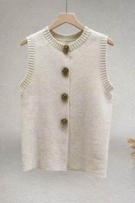 CHALECO PUNTO BOTONES FLOR VINTAGE SIN MANGAS FBZMT9611