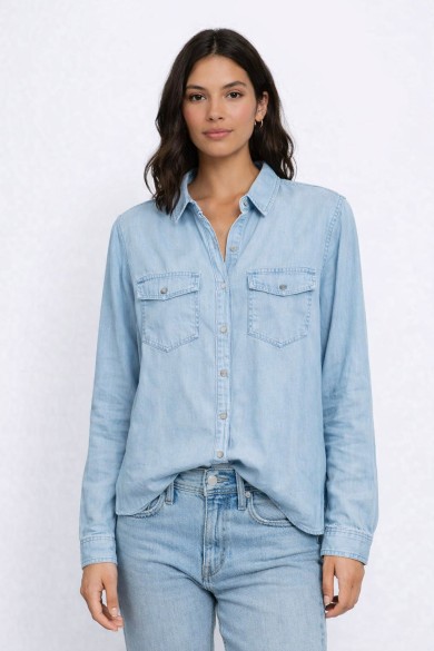 CAMISA VAQUERA AZUL BOLSILLOS FRONT Y MANGA LARGA TY-Z68607