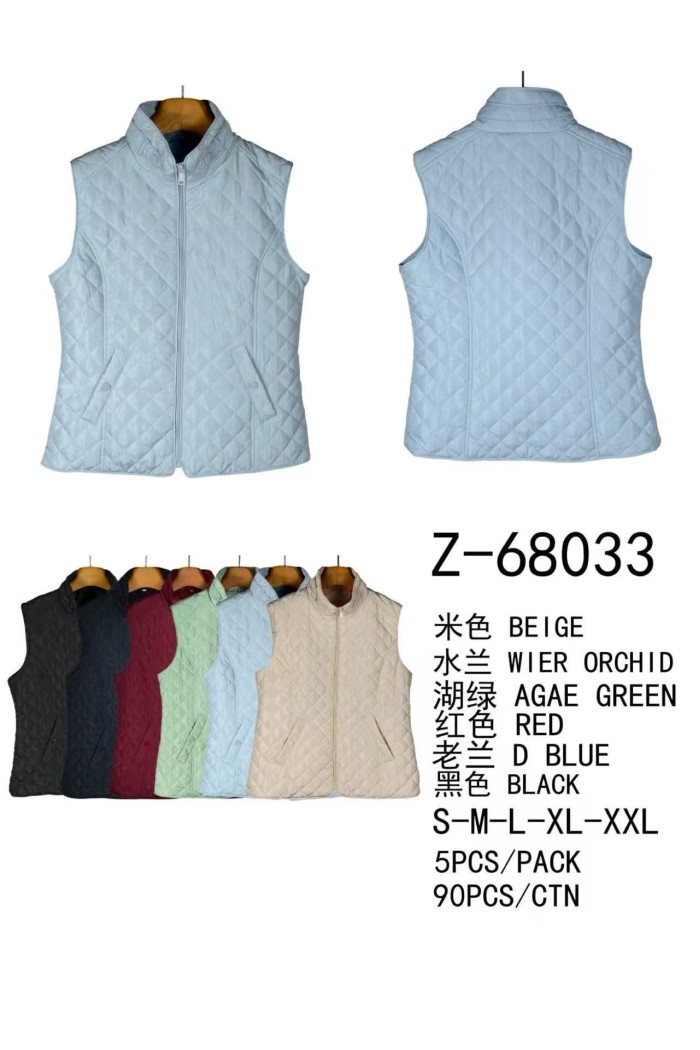 CHALECO ACOLCHADO LIGERO SIN MANGAS CON CREMALLERA VARIOS COLORES TY-Z68033