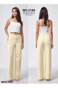 PANTALÓN VAQUERO PATA ANCHA TIRO ALTO MUJER AMARILLO FBZMS2183
