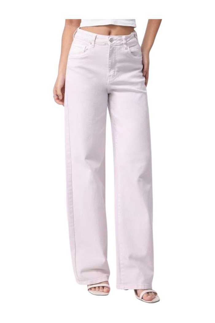 PANTALÓN VAQUERO PATA ANCHA TIRO ALTO MUJER LILA FBZMS2183