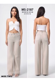 PANTALÓN VAQUERO PATA ANCHA TIRO ALTO MUJER BEIGE FBZMS2183