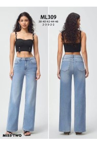 PANTALÓN VAQUERO AZUL TIRO ALTO PATA ANCHA MUJER FBML309