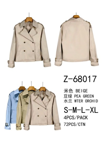 TRENCH CORTO DE MUJER DOBLE BOTONADURA AJUSTE EN PUÑOS PRIMAVERA VARIOS COLORES TY-Z68017