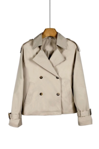 TRENCH CORTO DE MUJER DOBLE BOTONADURA AJUSTE EN PUÑOS PRIMAVERA VARIOS COLORES TY-Z68017