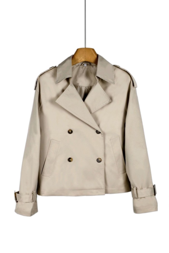 TRENCH CORTO DE MUJER DOBLE BOTONADURA AJUSTE EN PUÑOS PRIMAVERA VARIOS COLORES TY-Z68017