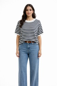 JERSEY MUJER RAYAS MARINERAS MANGA CORTA CUELLO REDONDO FBZMT9607