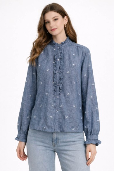 BLUSA MUJER ESTILO VAQUERO CON BORDADO TY-M9238